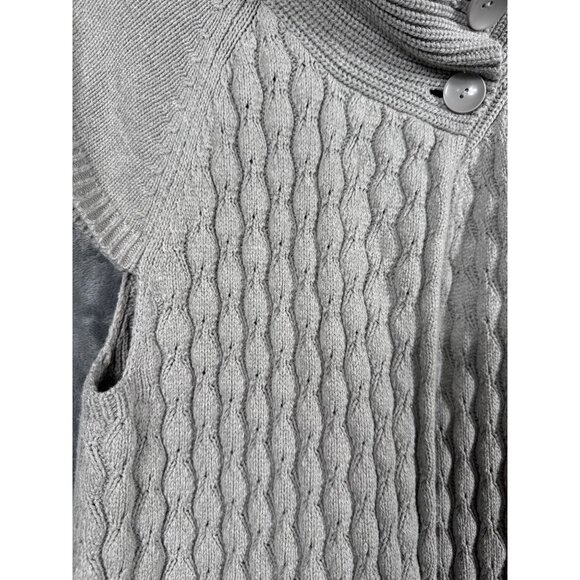 Izod Womens Cardigan Cable Knit Gray Sweater With Button Collar XXL - Picture 9 of 16